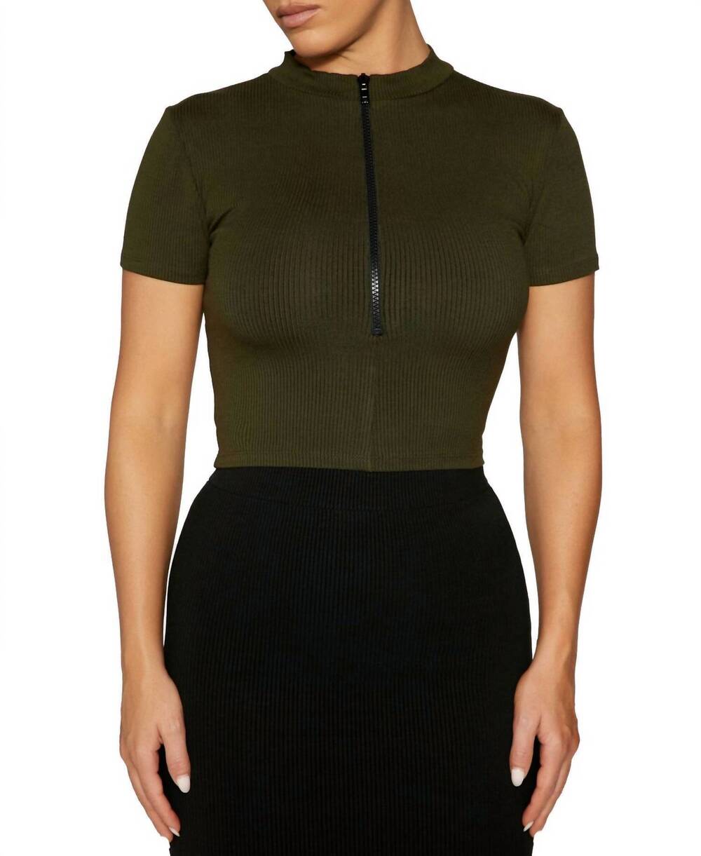 NEW NAKED WARDROBE snatched to the t crop top in olive green